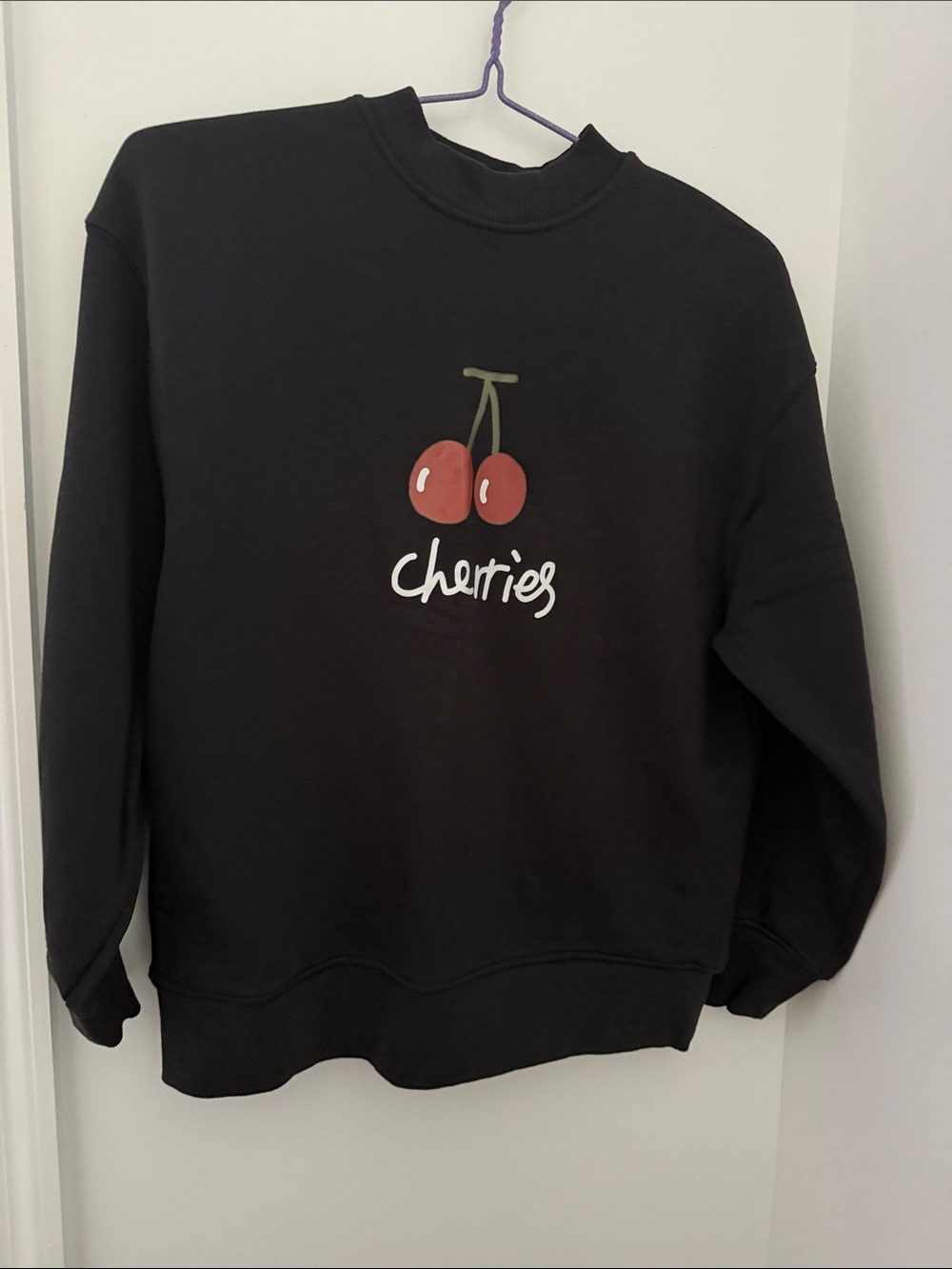 PROD Black Onyx Crewneck Sweater with Red Cherry Graphic Cherries Text